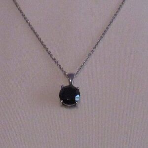 Thai Black Spinel Solitaire Pendant Necklace (20 Inches) in Stainless Steel 5.00